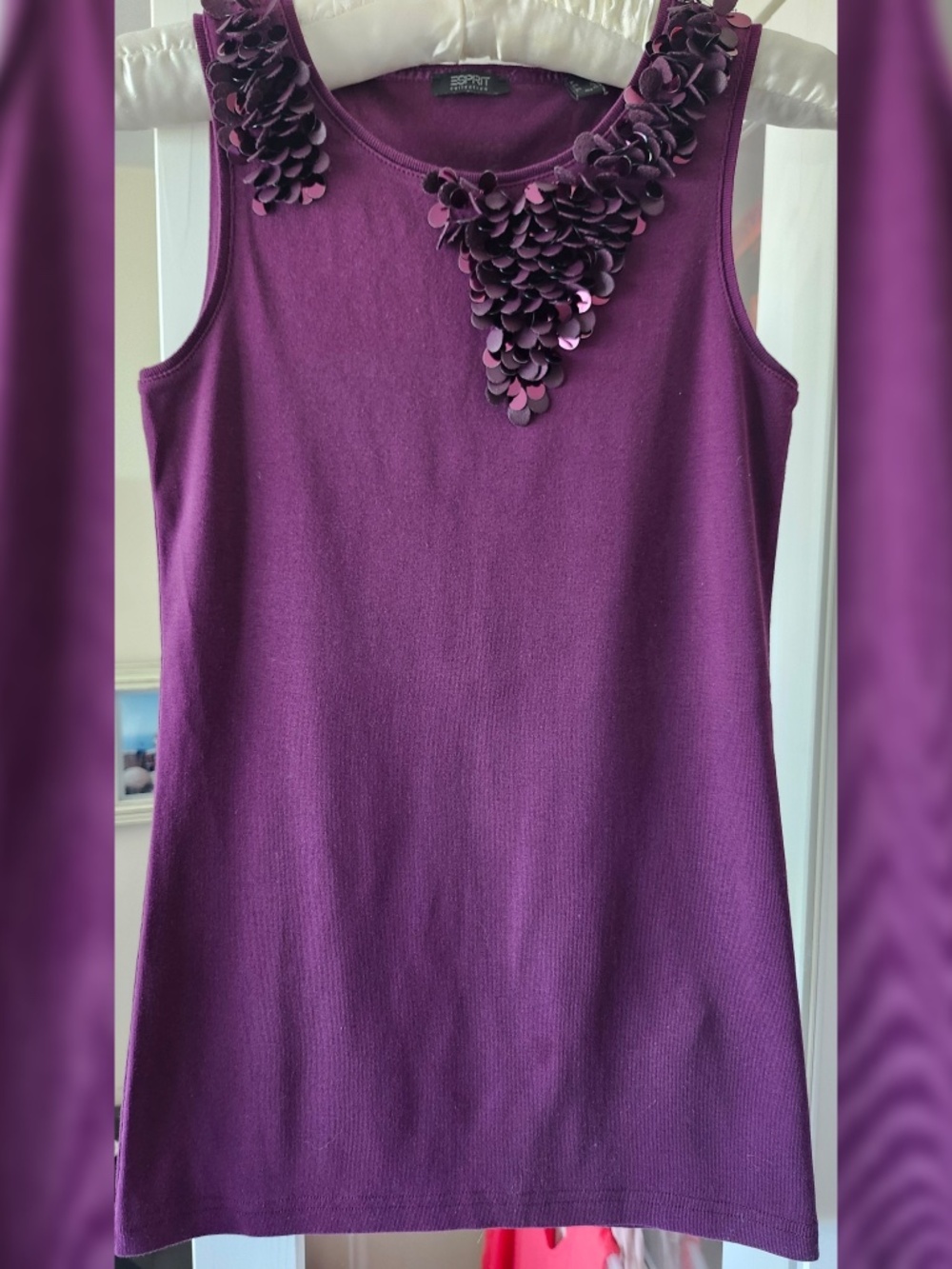 Women's ESPRIT sleeveless cotton top with trim - Small - NEW